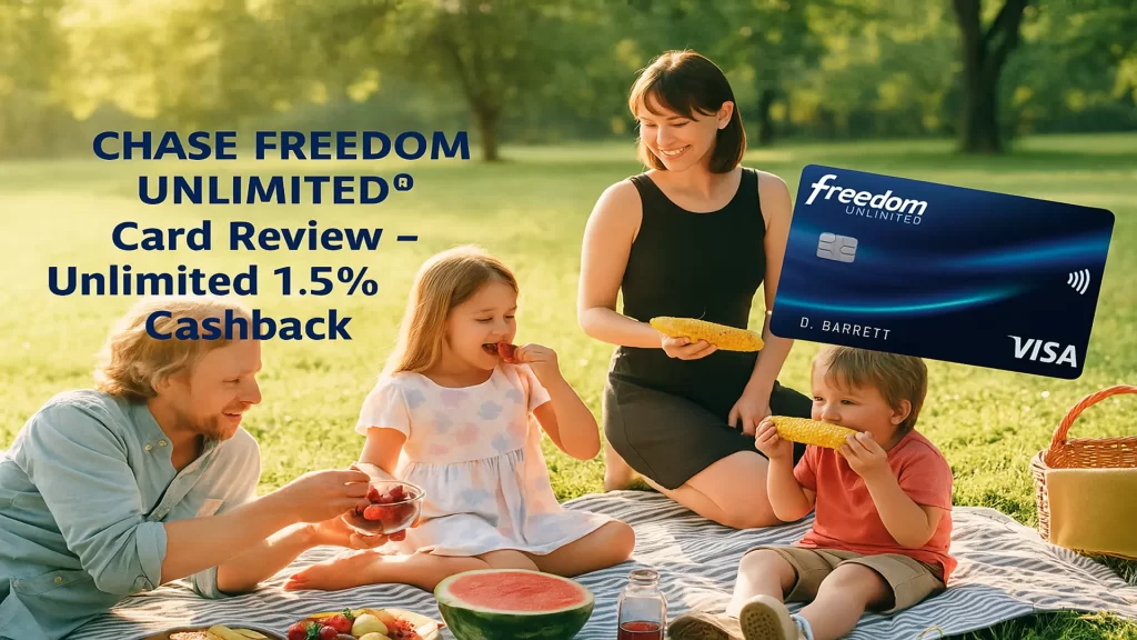 Happy family enjoying a picnic — Chase Freedom Unlimited® Card lifestyle benefits visual