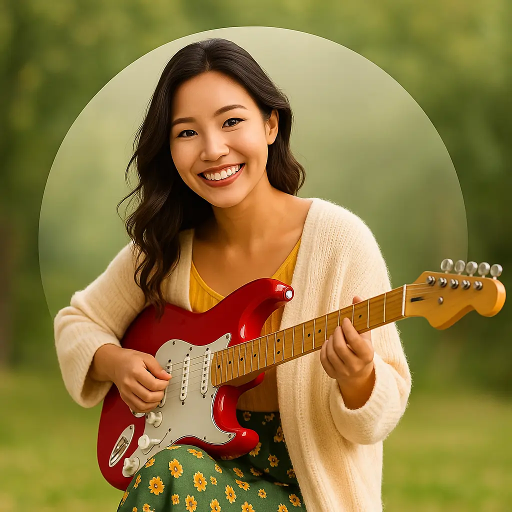 Smiling woman holding Discover It® Secured Card to build credit with confidence